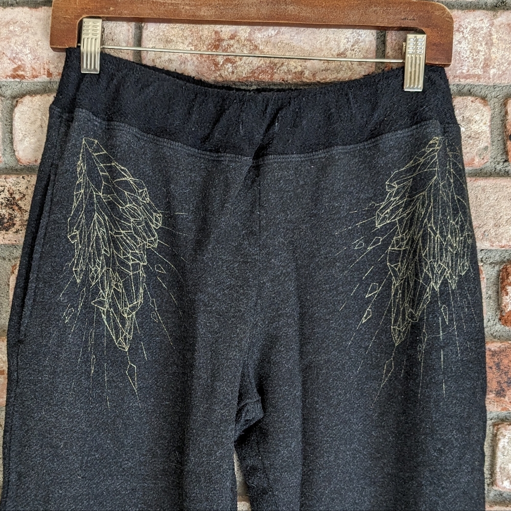 💎 Nothing Obvious Black Sweatpants Joggers with Gold Crystal design Size L